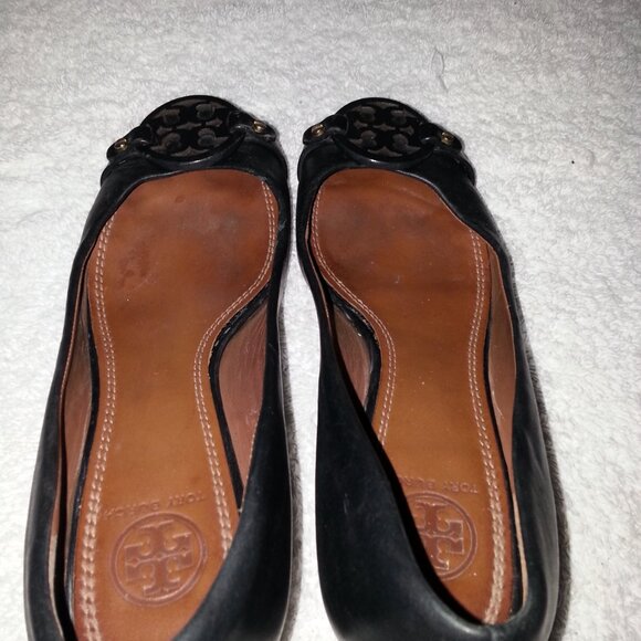 Size 7 Tory Burch Wedge Heels Worn - Picture 8 of 9